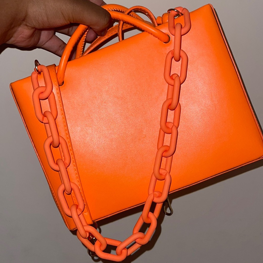 Orange Minimalist Double Satchel Bag